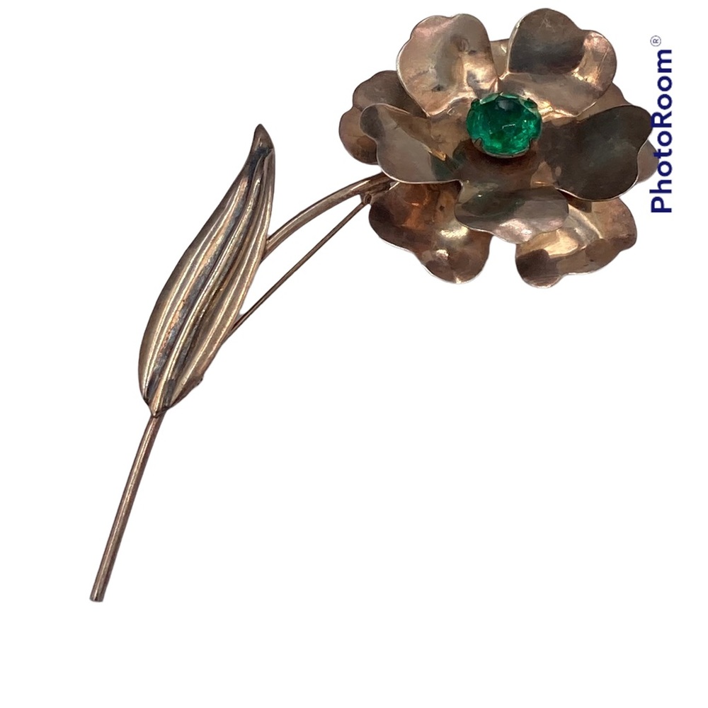 Vintage 1940’s Large Sterling Flower Brooch
